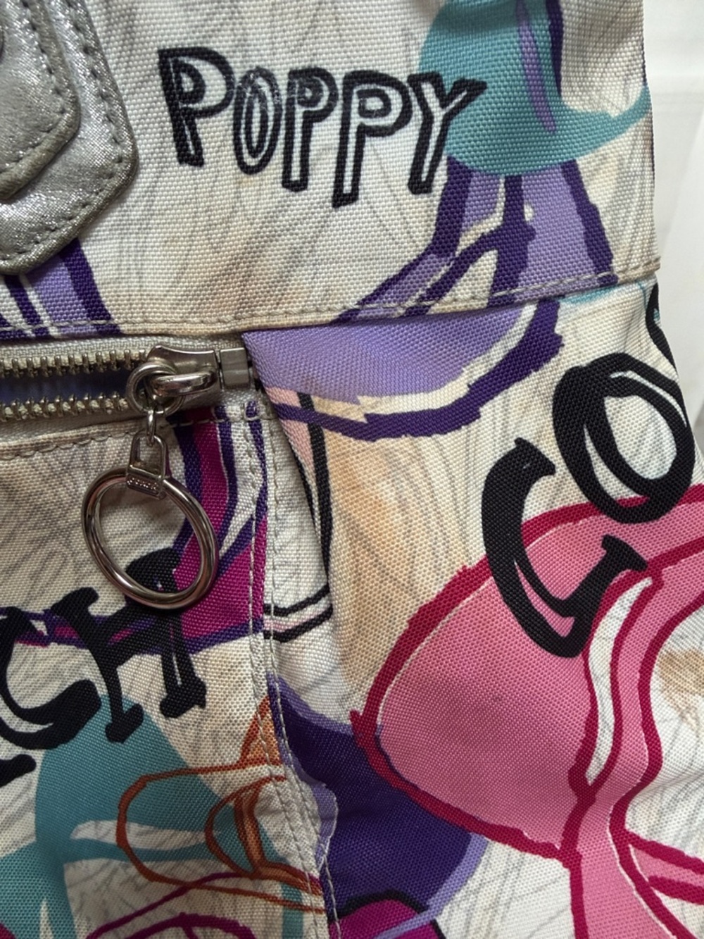 Coach Multicolor Poppy Canvas Tote - Pink, Purple & Teal Accents /great price - Picture 3 of 16
